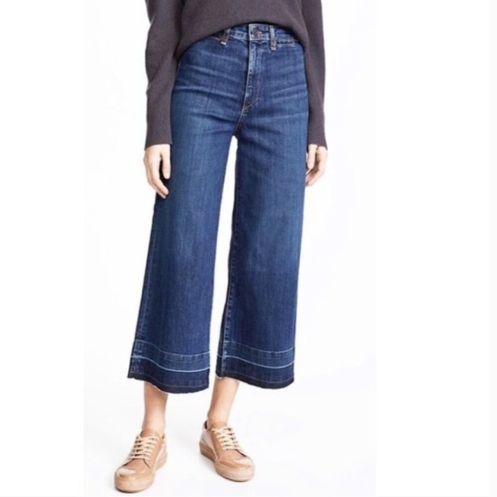 Veronica Beard Indigo Wide-Leg Cropped Jeans